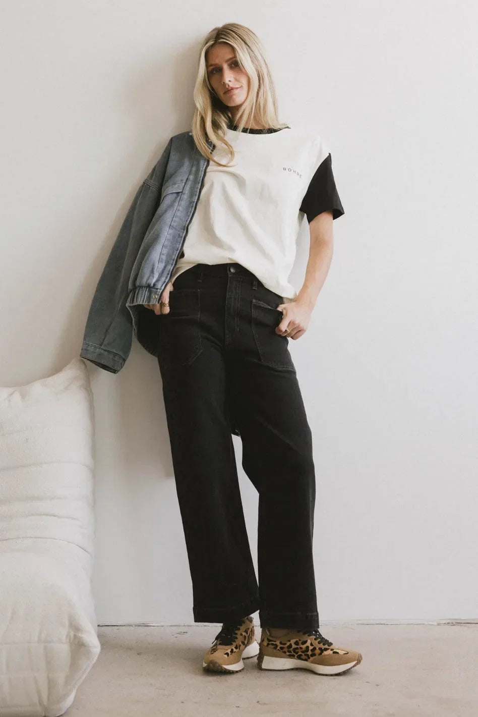 Leila Wide Leg Jeans in Black