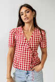 Callie Gingham Blouse in Red