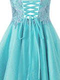 A line Short Spaghetti Strap Glitter Tulle Homecoming Dress