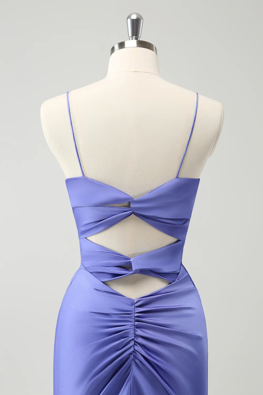 Purple Mermaid Front Criss Cross Pleated Floor Length Bridesmaid Dress