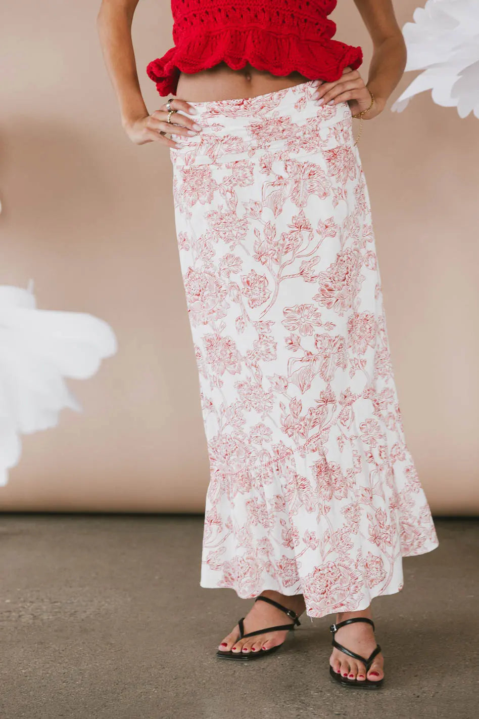 Bastien Floral Skirt in Rust FINAL SALE