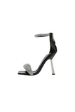 Black Beaded Stiletto Mid Heel Sandals