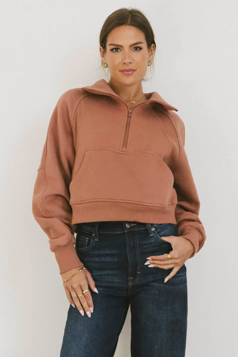 Alyssa Half Zip in Brick FINAL SALE