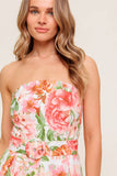 DAWN STRAPLESS MIDI DRESS PINK FLORAL