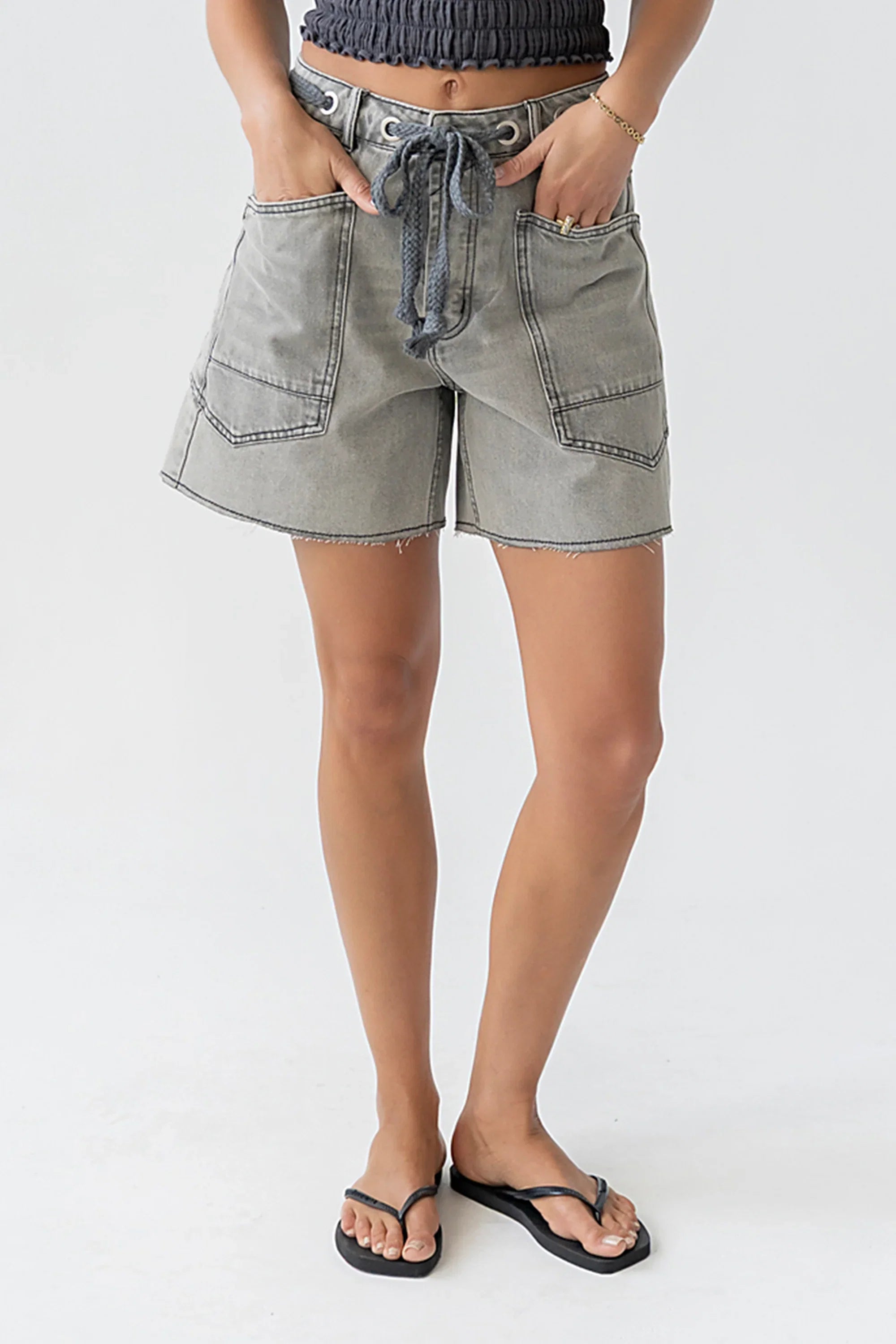 Finneas Denim Shorts in Grey