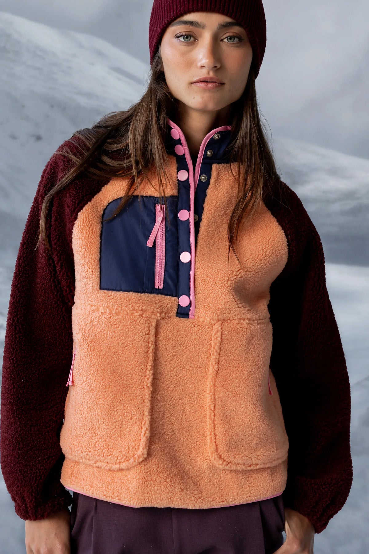 Milana Sherpa Pullover in Orange