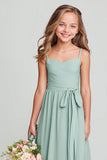 Matcha Spaghetti Straps Ruched A Line Junior Bridesmaid Dress