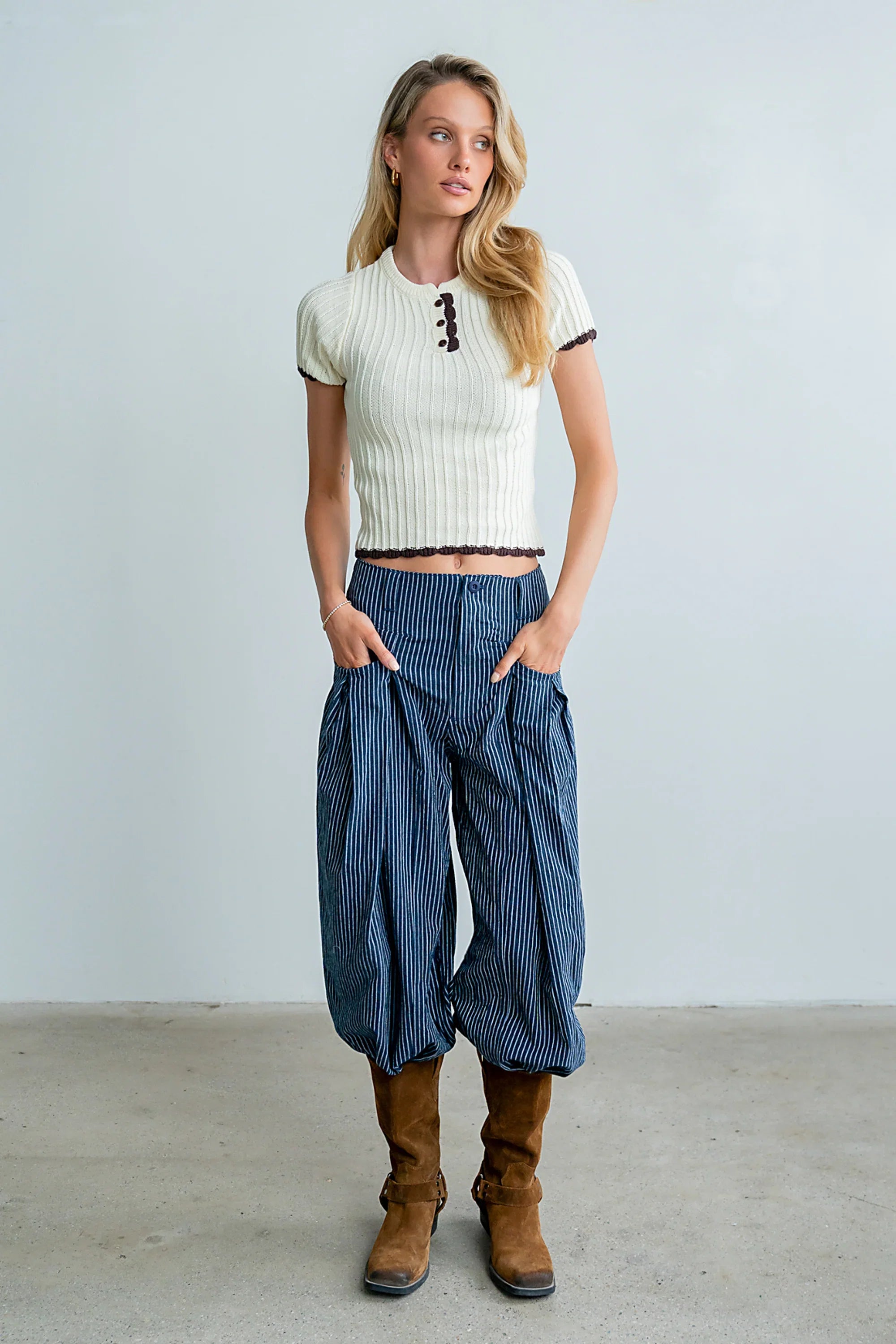 Kinley Contrast Sweater in Ivory
