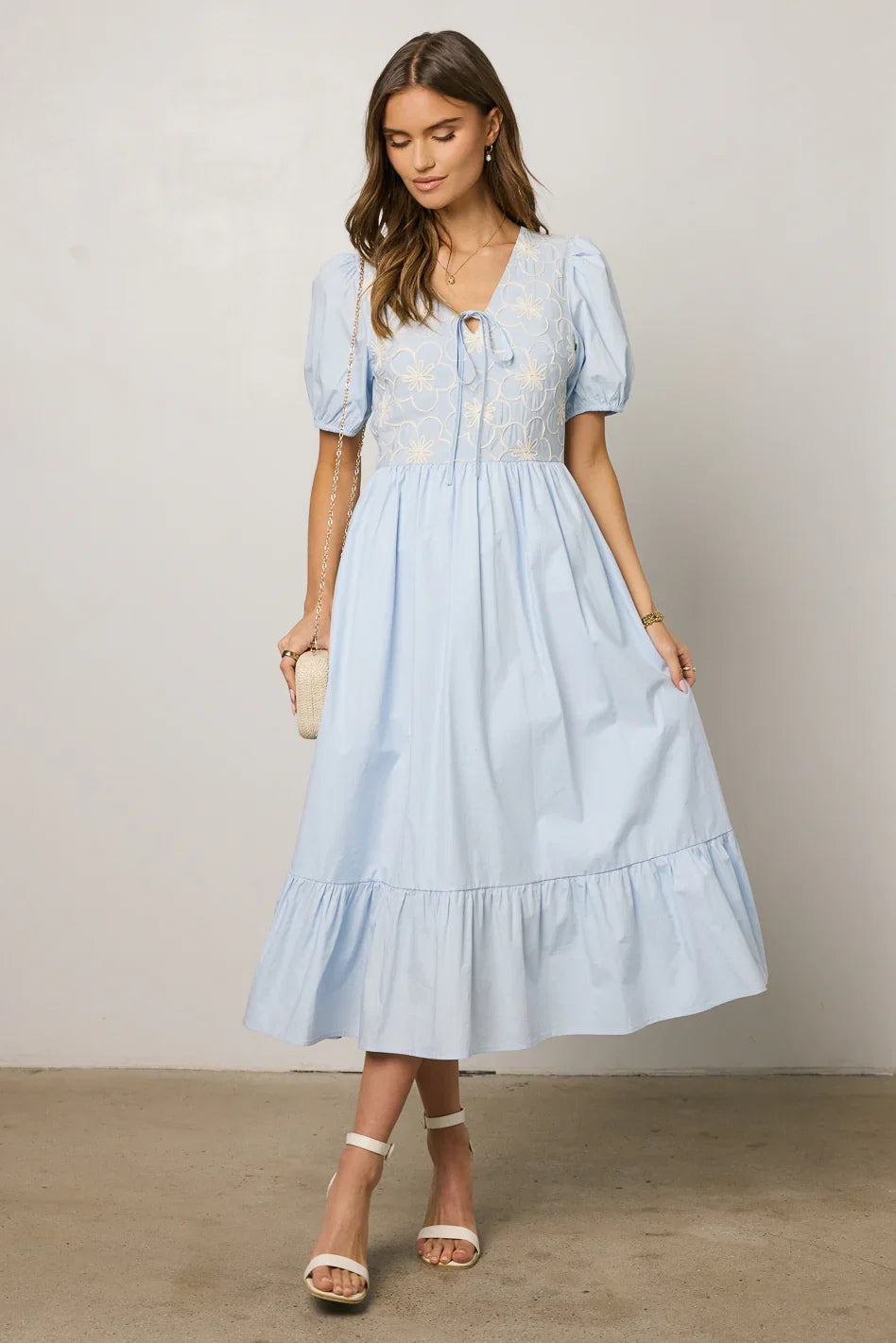 Jozette Floral Midi Dress in Blue FINAL SALE