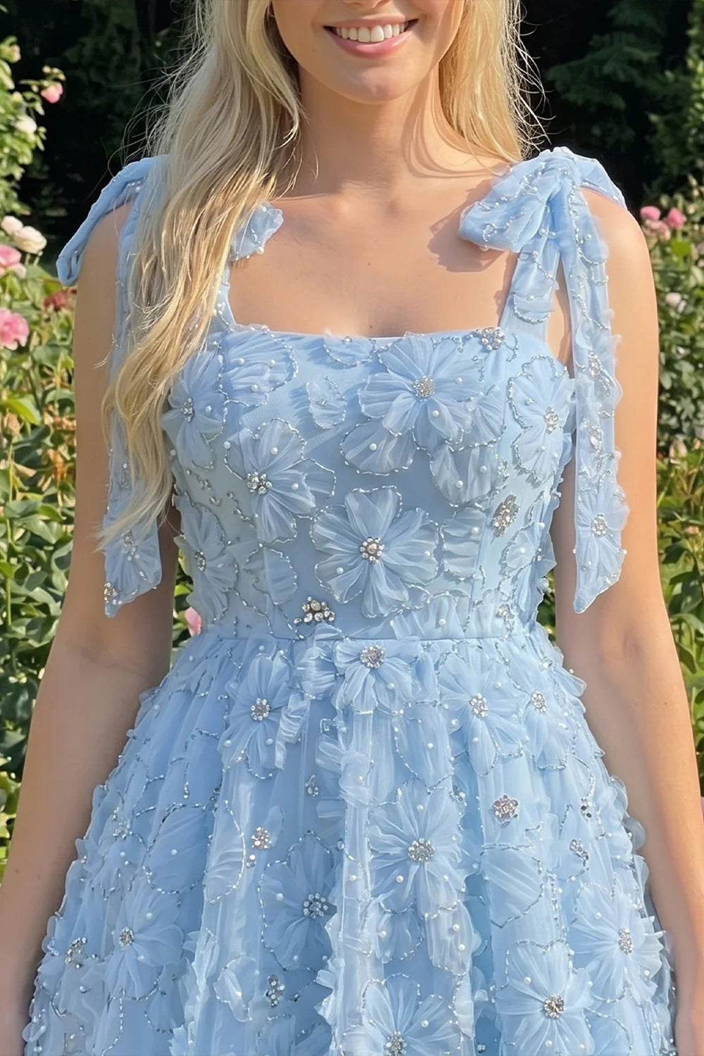 Dusty Rose 3D Floral Appliqued A Line Short Homecoming Dress with Beadings