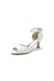 Glitter Crystal Peep Toe Chunky Heels