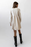 Tyler Peplum Mini Dress in Ivory Corduroy FINAL SALE