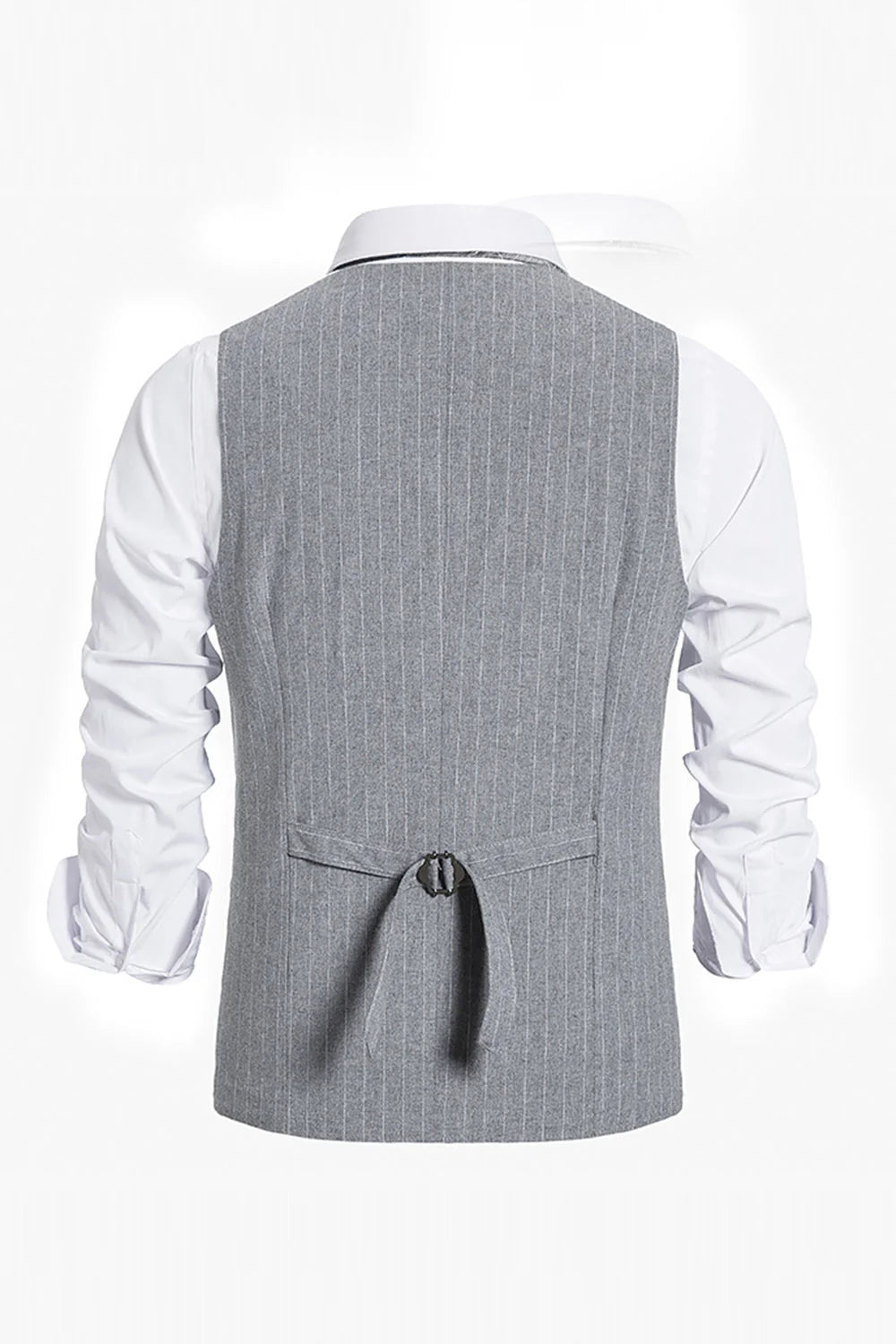 Mens Single Breasted Slim Fit Striped Suit Vest