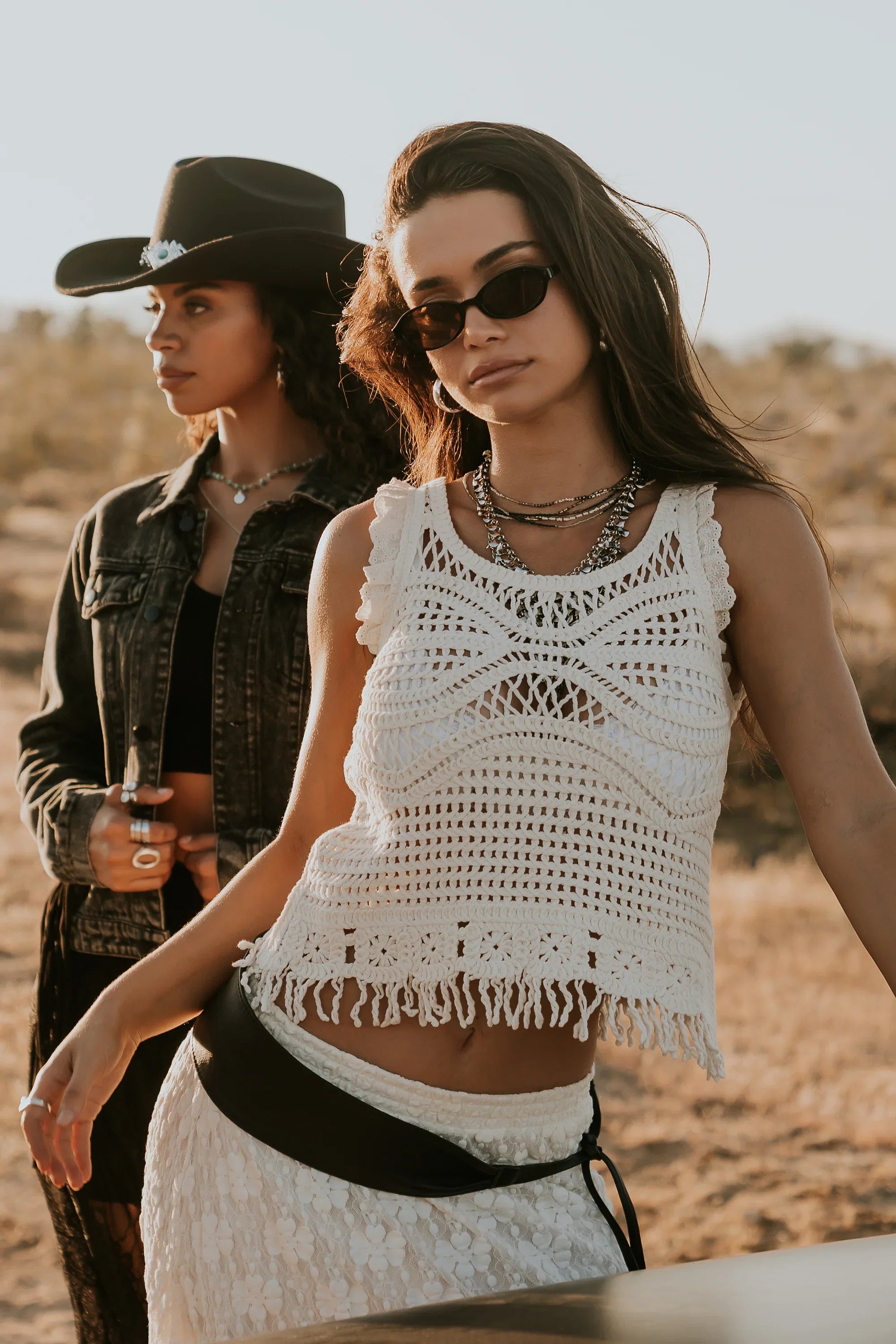 Kalani Crochet Tank Top in Cream