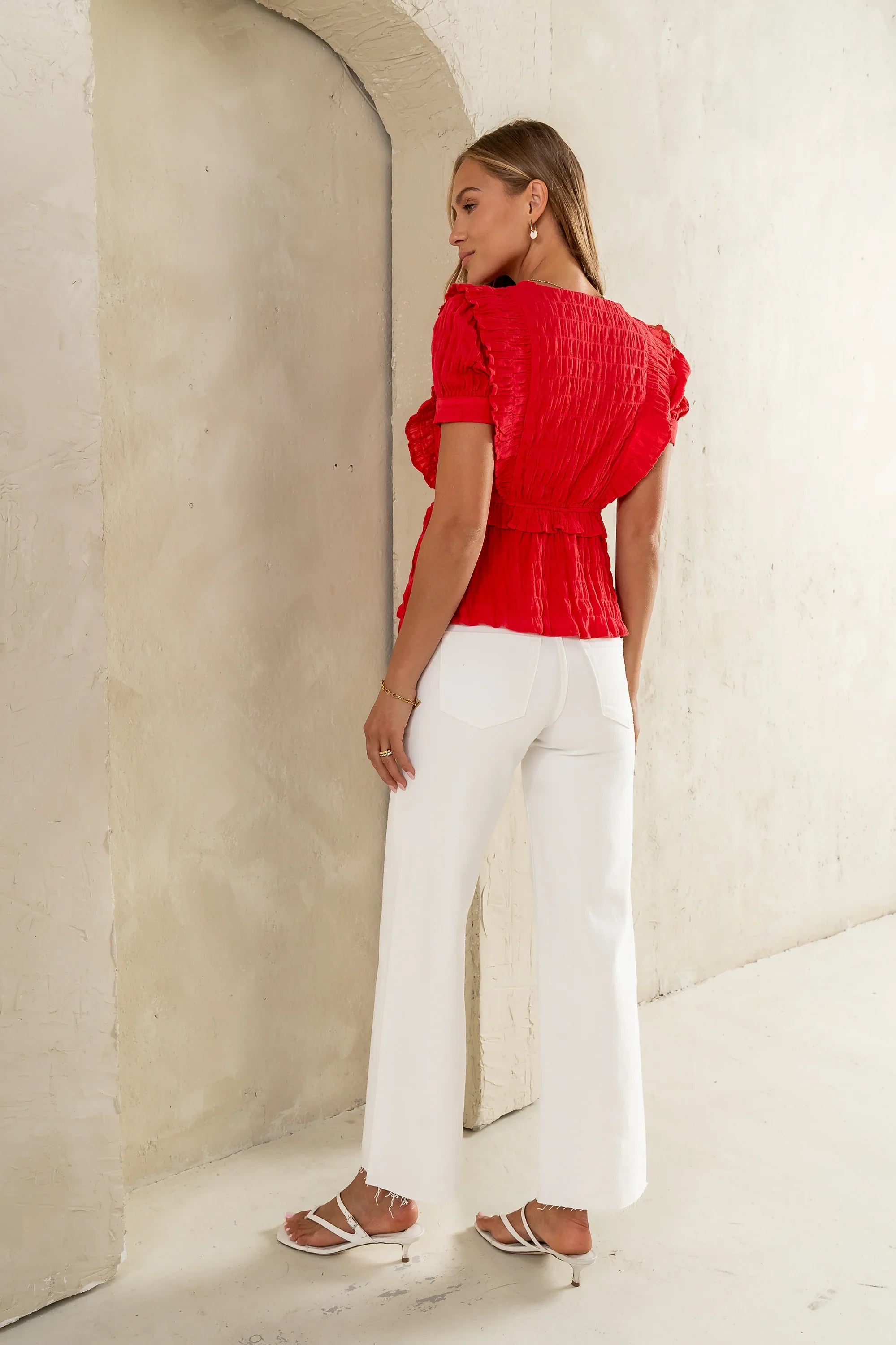 Holly Textured Blouse in Red FINAL SALE