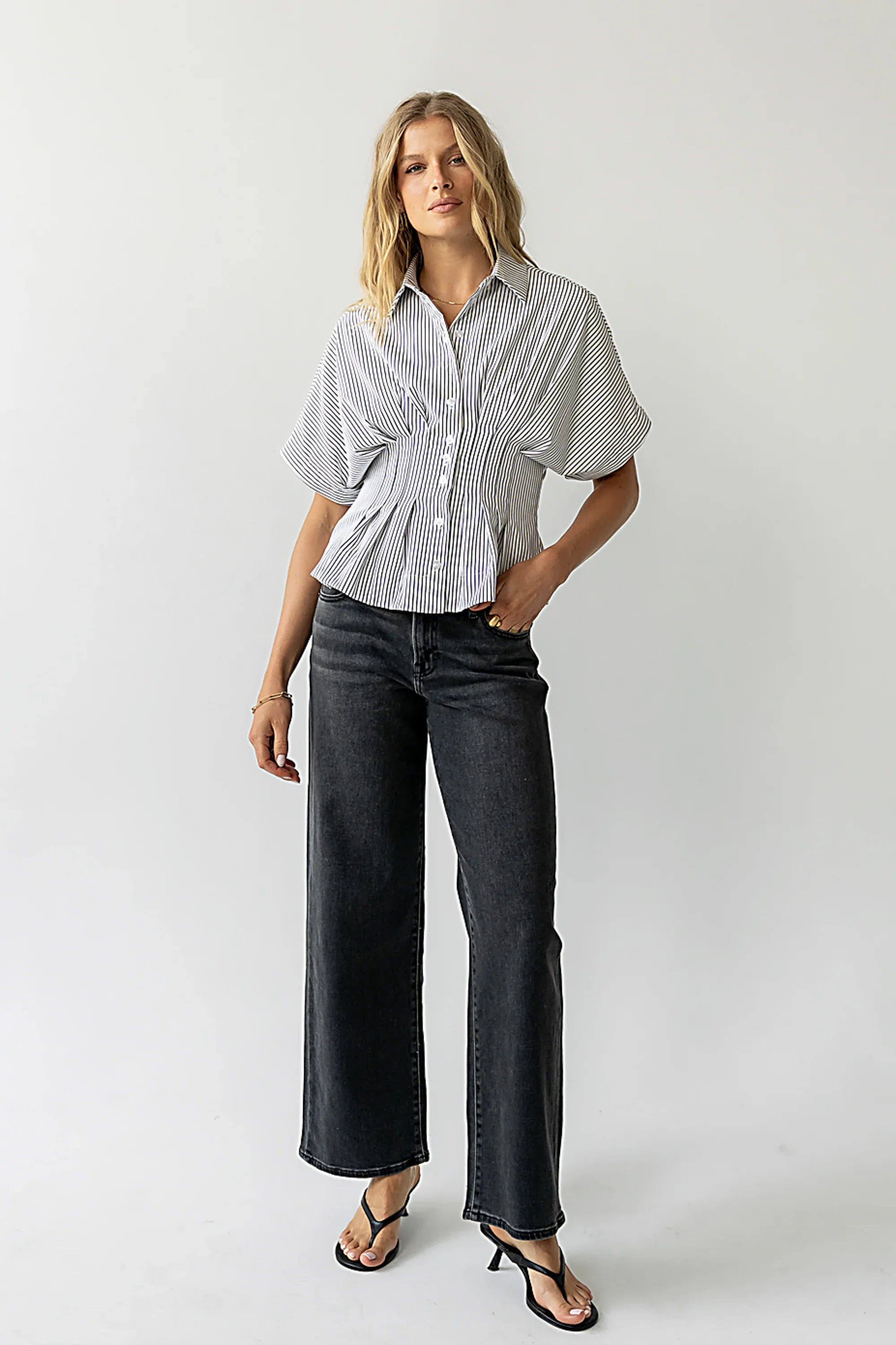 Alec Striped Blouse in White