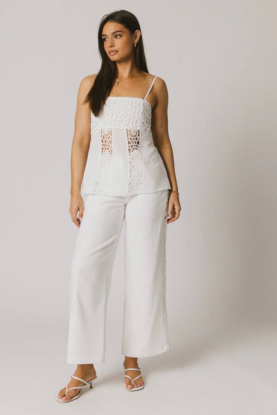 Karie Crochet Pants in White FINAL SALE