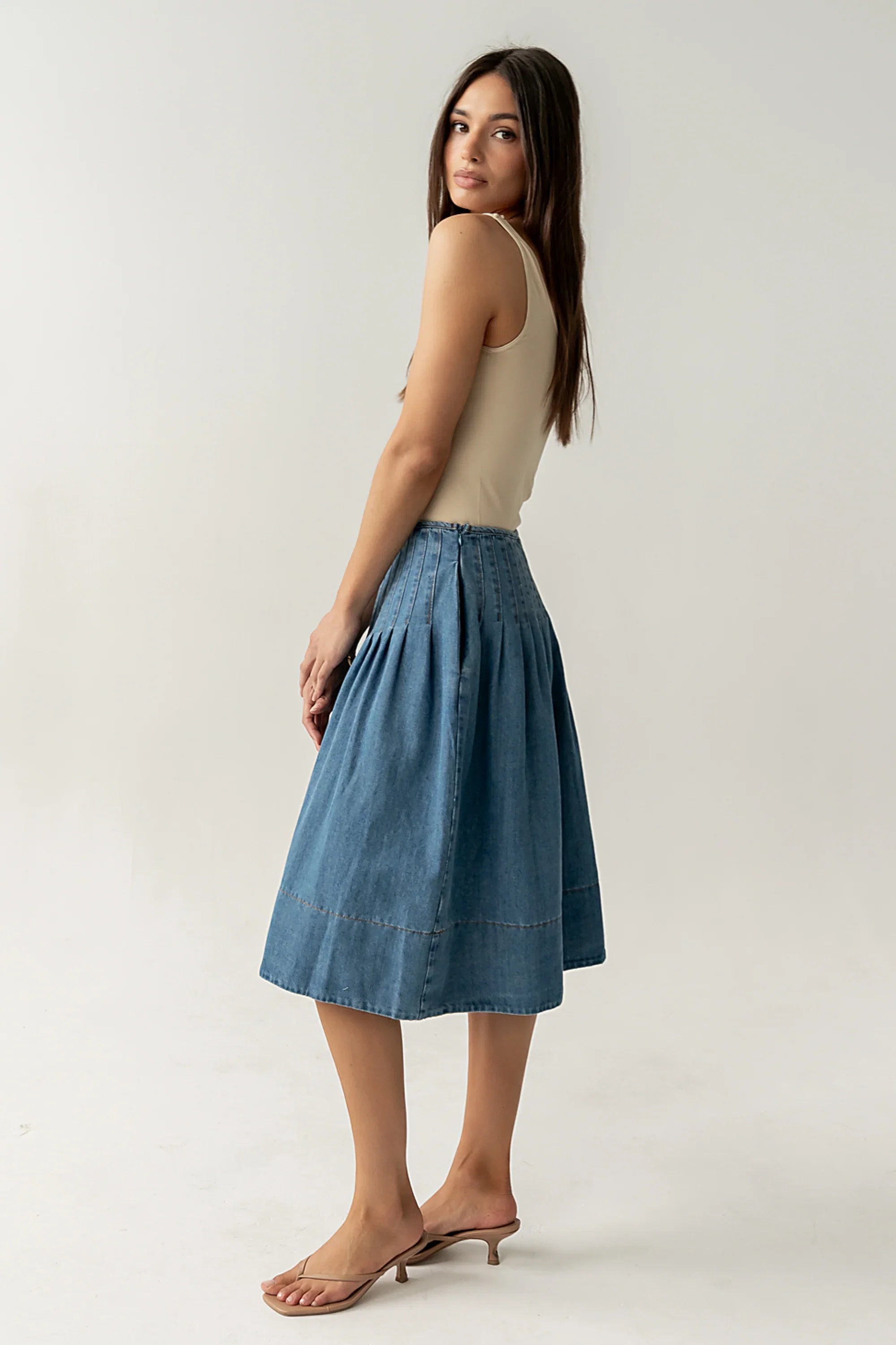 Sierra Pleated Midi Skirt
