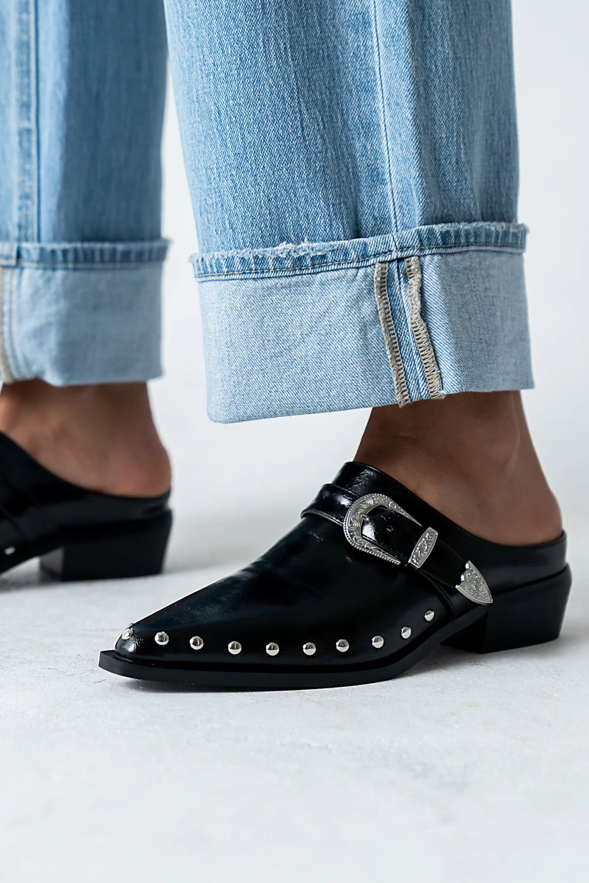 Tessa Western Mule in Black