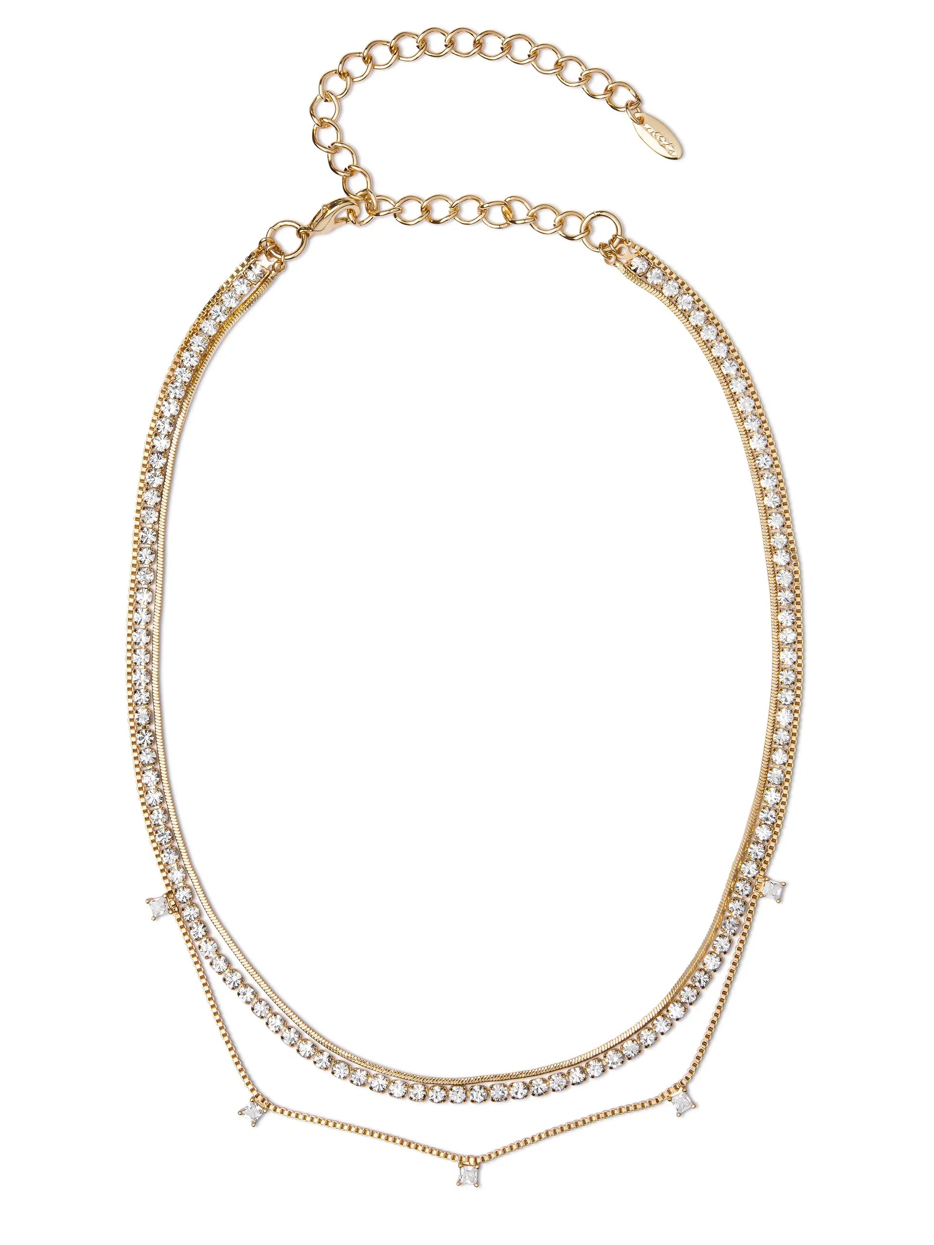 Mixed Chain Crystal Necklace Set
