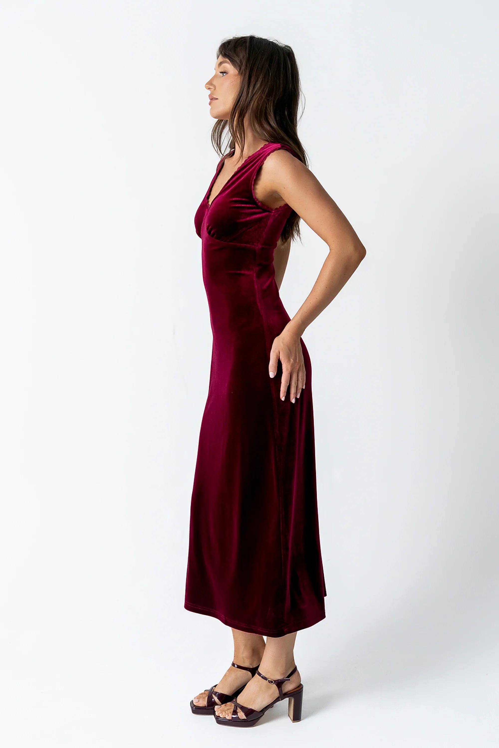 Kalani Velvet Maxi Dress in Burgundy FINAL SALE