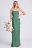 Strapless Mermaid Eucalyptus Bridesmaid Dress with Sash
