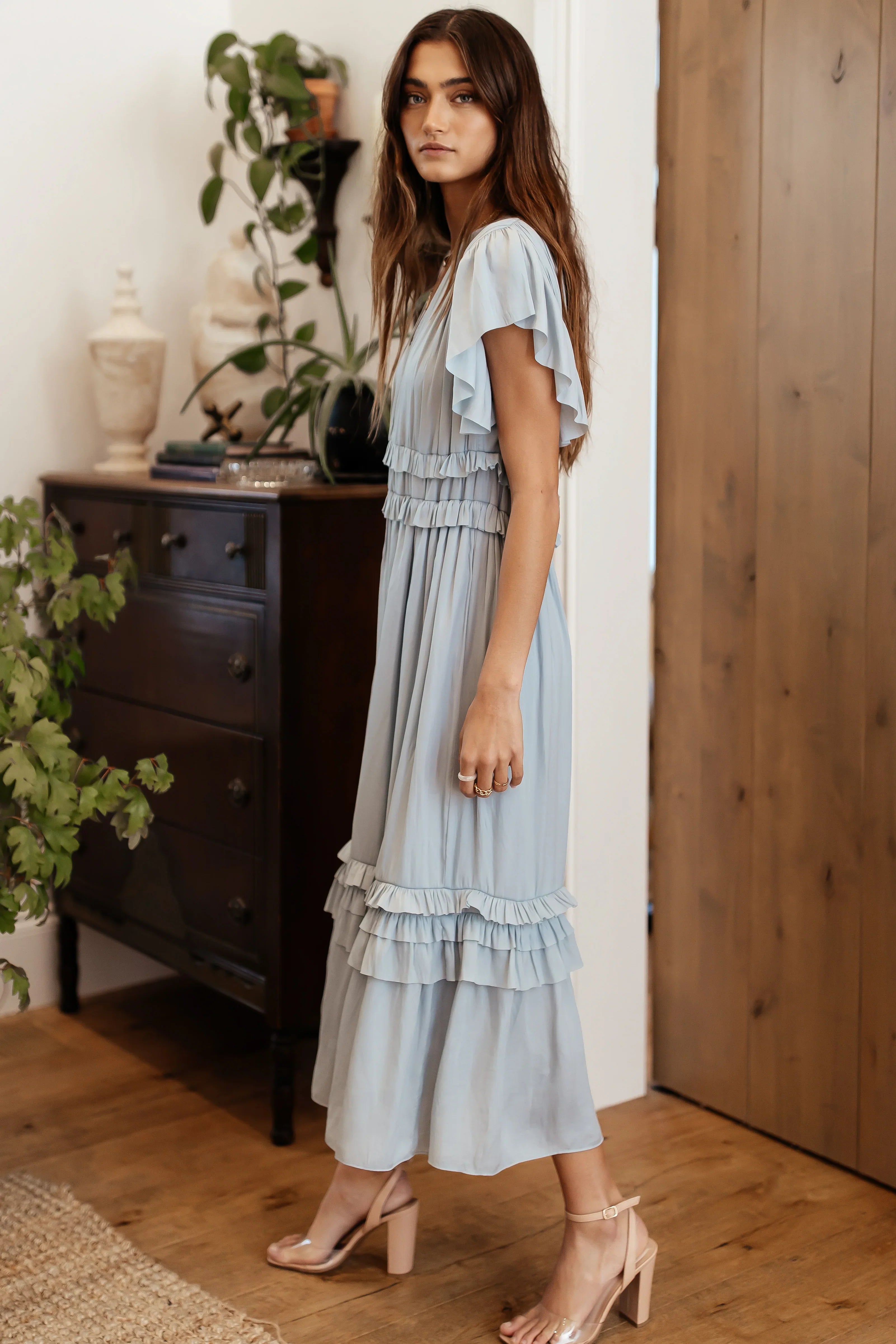 Willa Ruffle Dress in Light Blue FINAL SALE