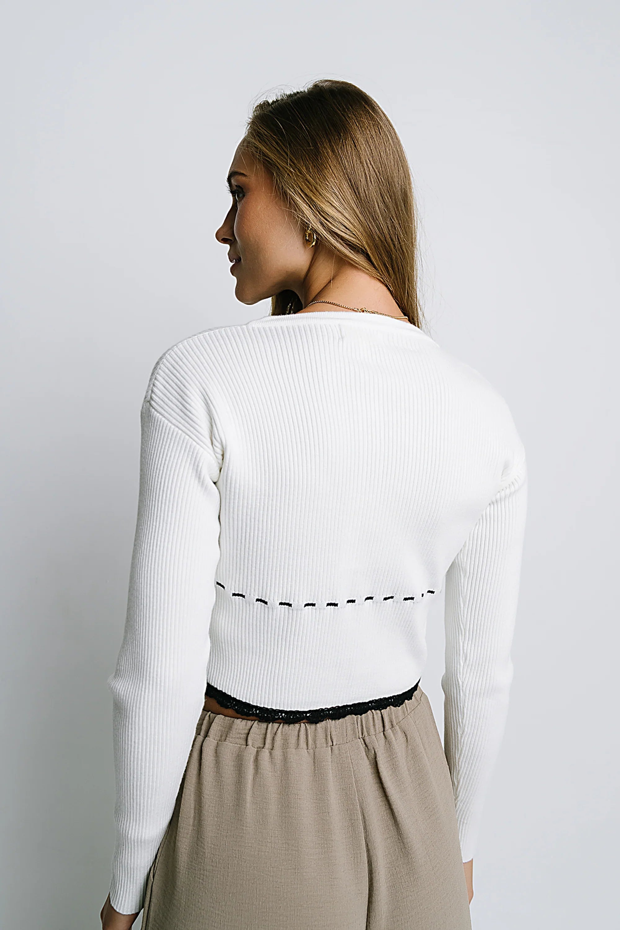 Irene Ribbed Sweater in Cream