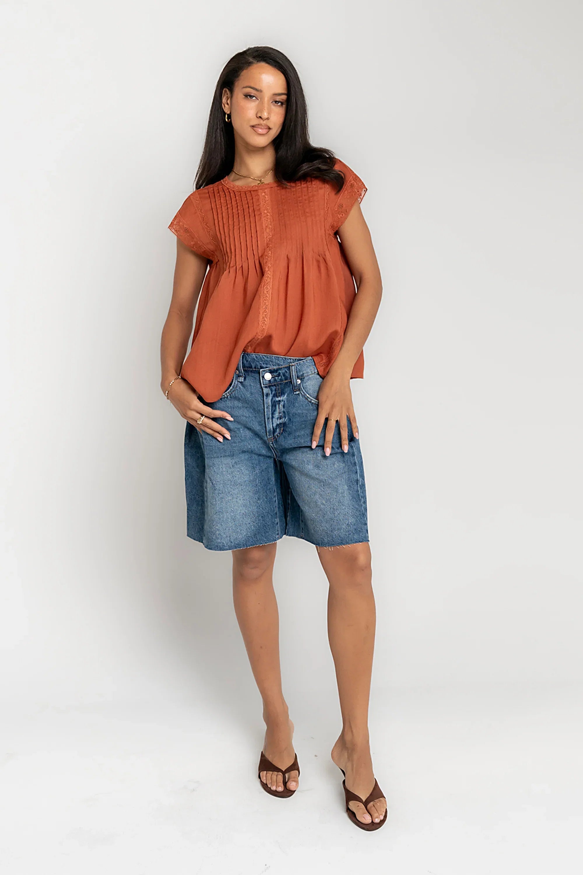 Gabriella Cross Over Denim Shorts