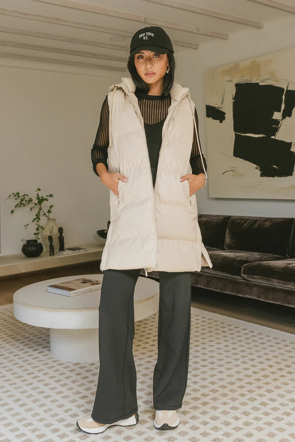 Layla Puffer Vest in Cream FINAL SALE