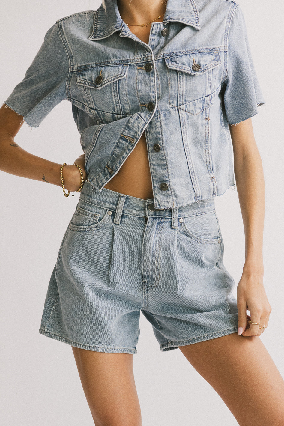 Pryia Denim Shorts in Light Wash FINAL SALE