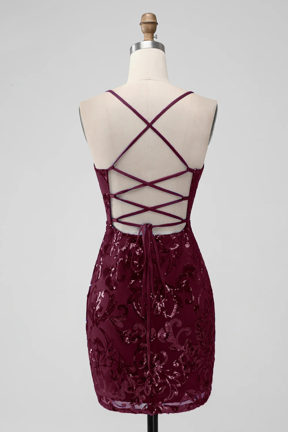 Royal Blue Bodycon Sequins Short Homecoming Dress with Lace up Back