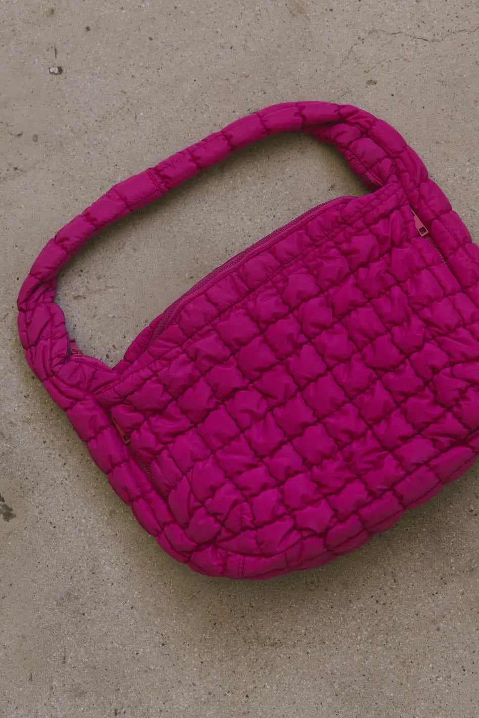 Nora Quilted Tote Bag in Fuschia FINAL SALE