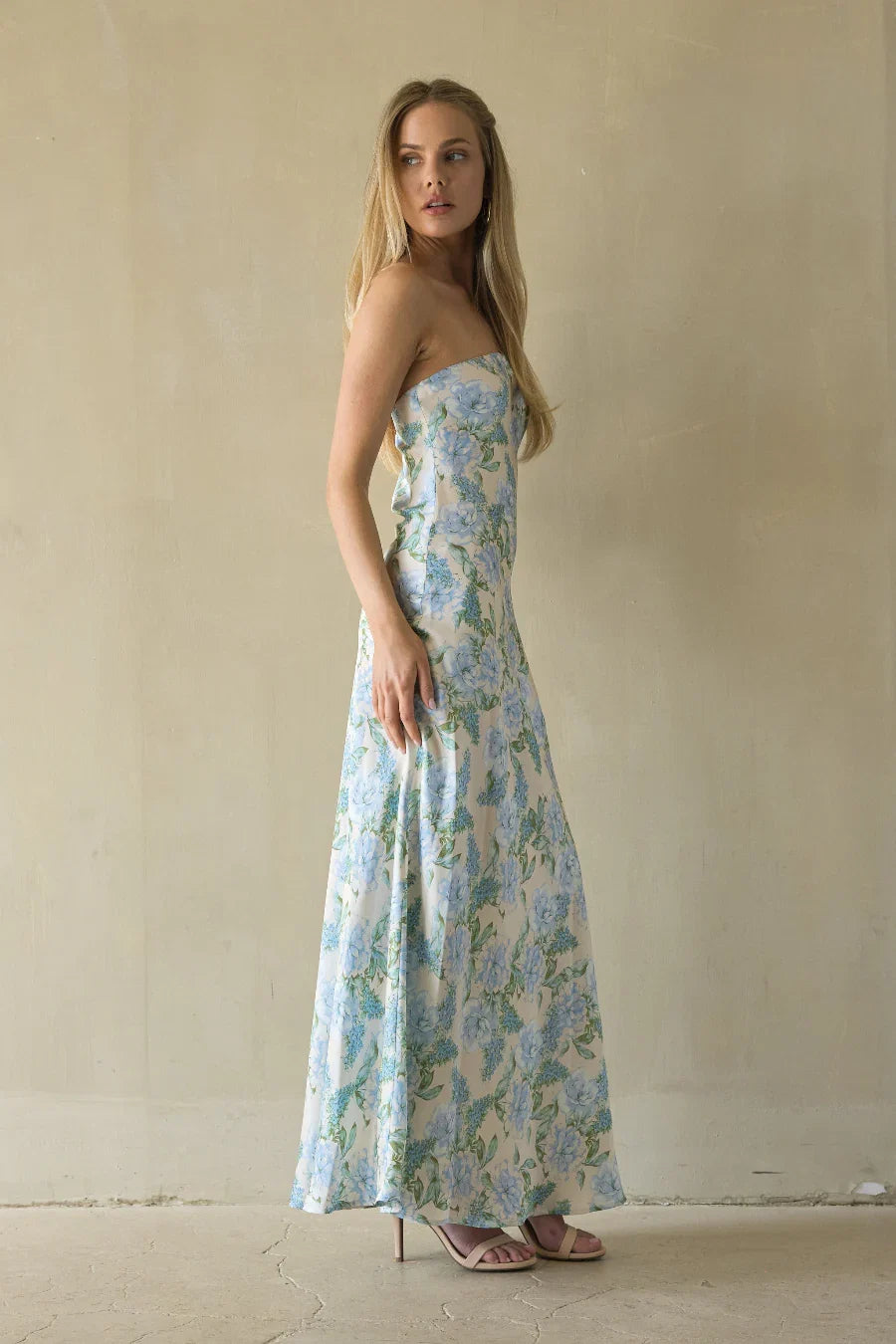 Jasmina Satin Floral Maxi Dress