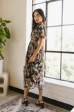 Angelique Floral Tie Dress in Black FINAL SALE