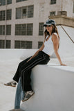 Emily Striped Wide Leg Pants in Navy