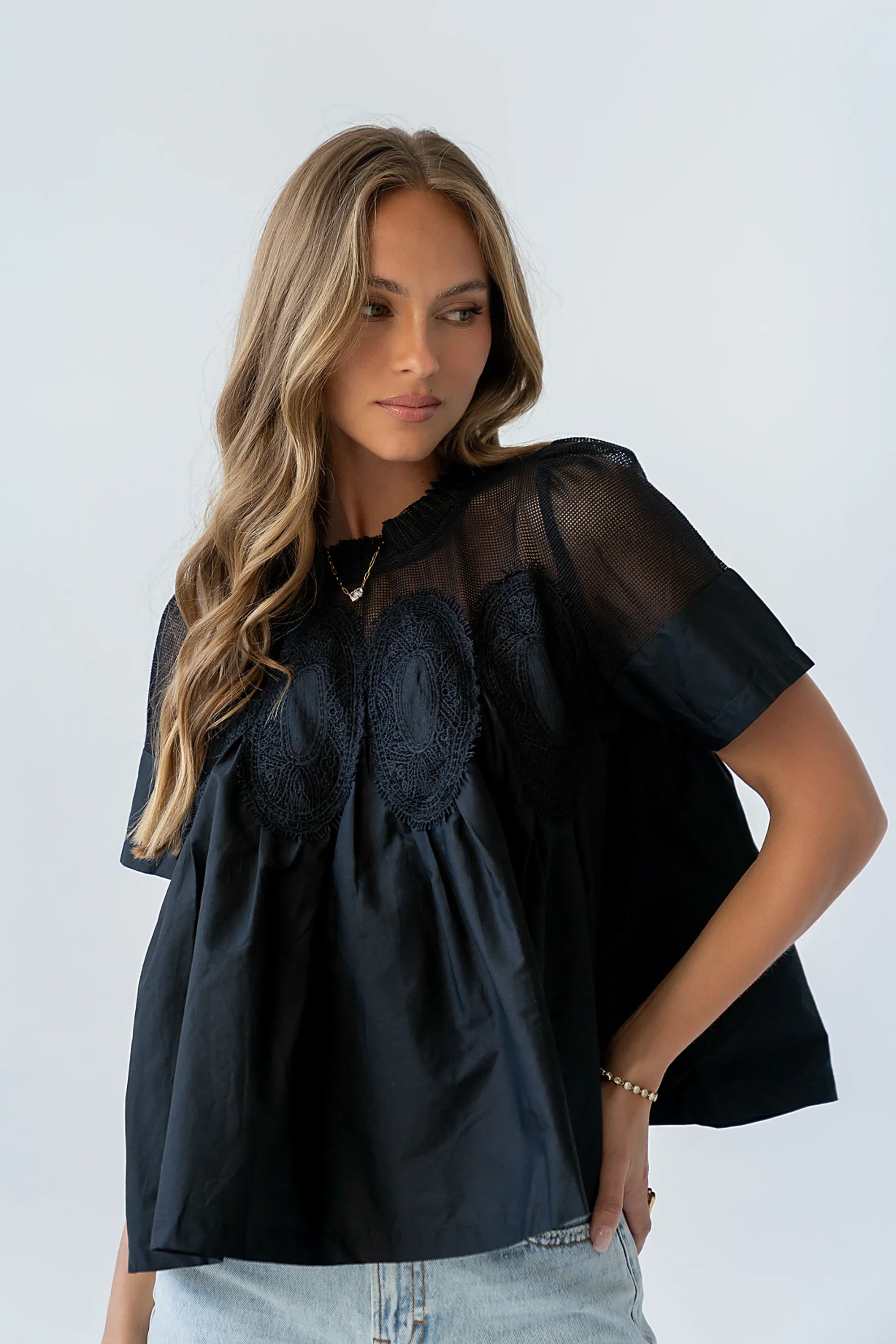Estelle Mesh Top in Black