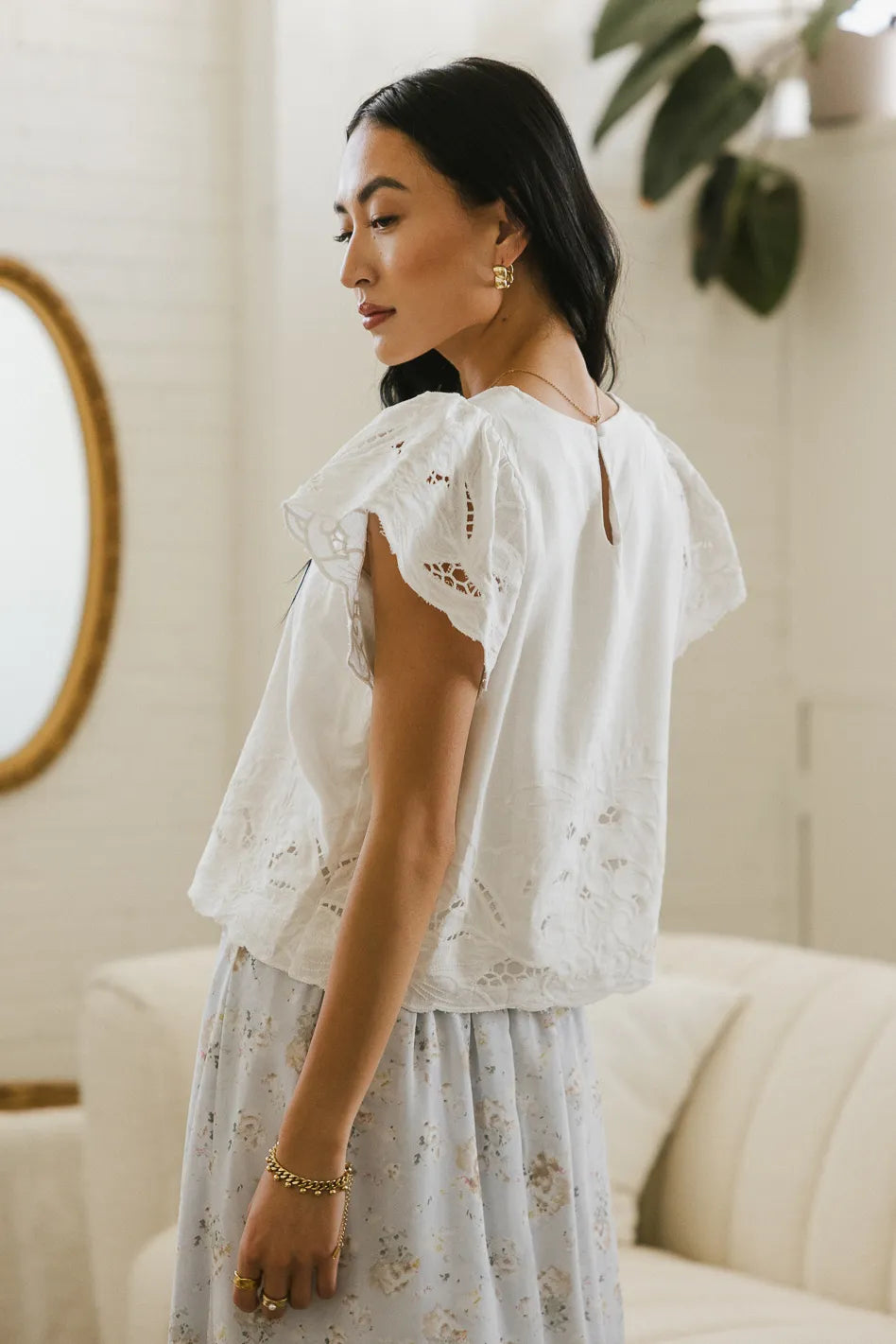 Myra Embroidered Blouse in Ivory FINAL SALE