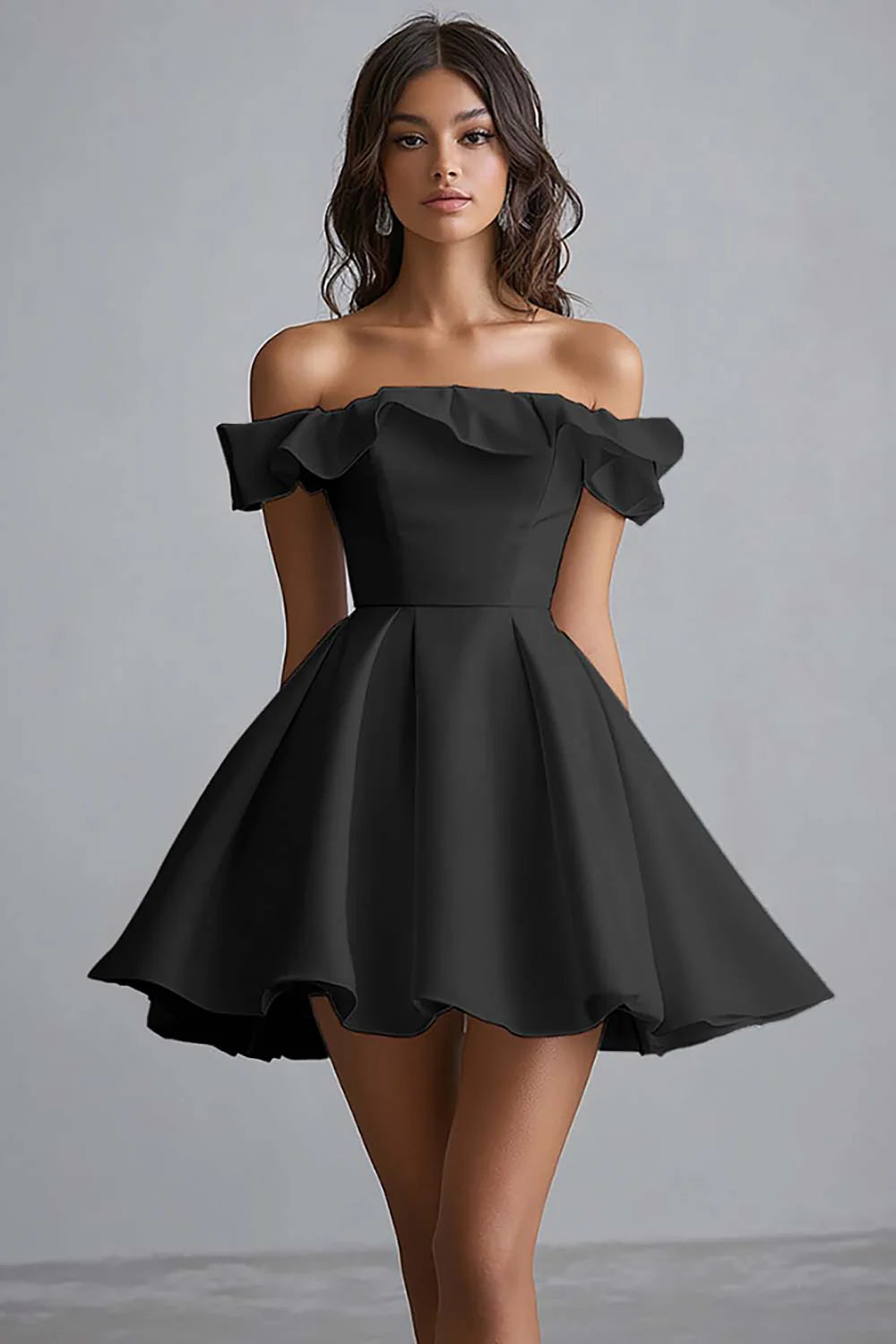 White Off The Shoulder A Line Short Graduation Dress