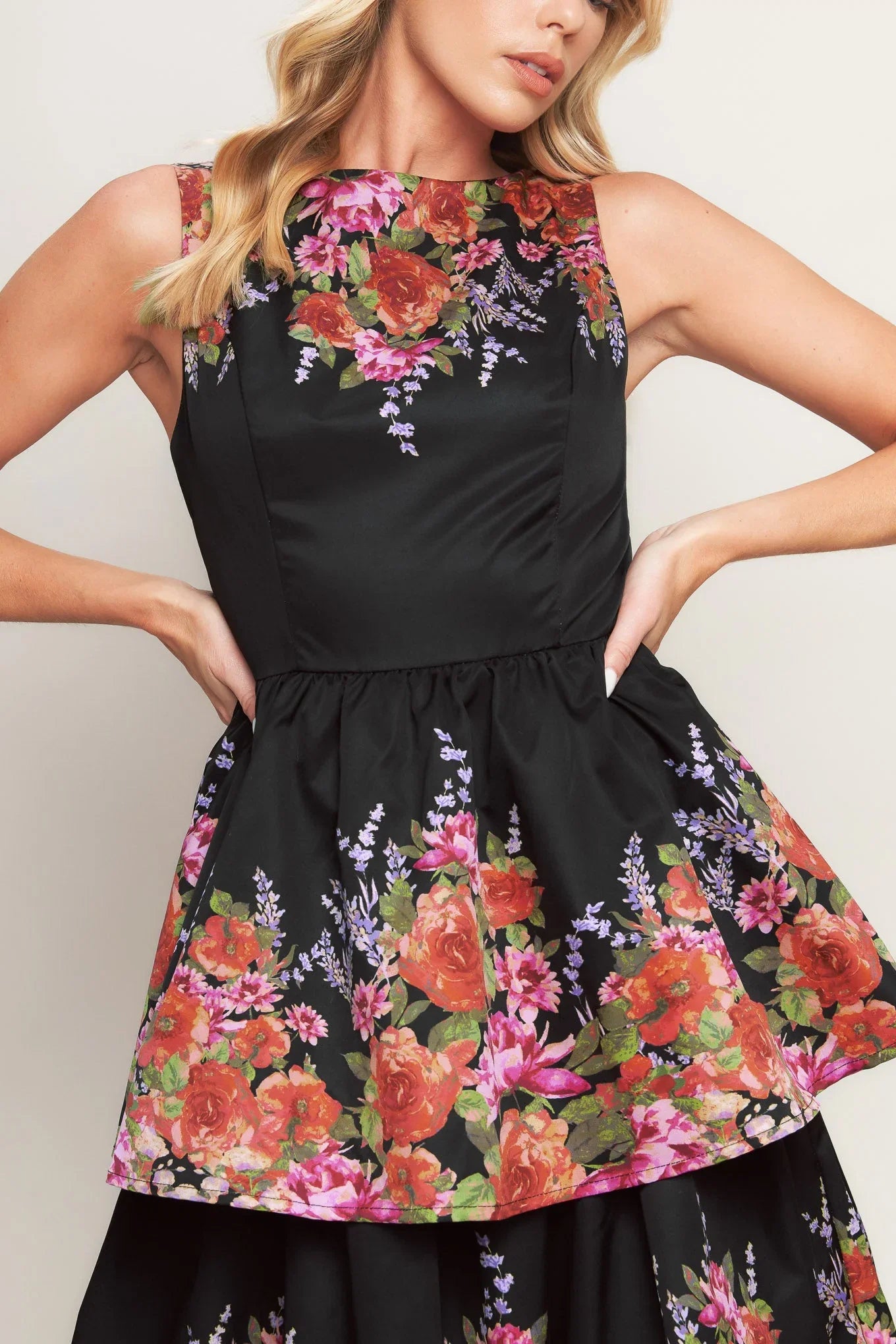 THE BOTANICAL BALL BLACK MIDI DRESS