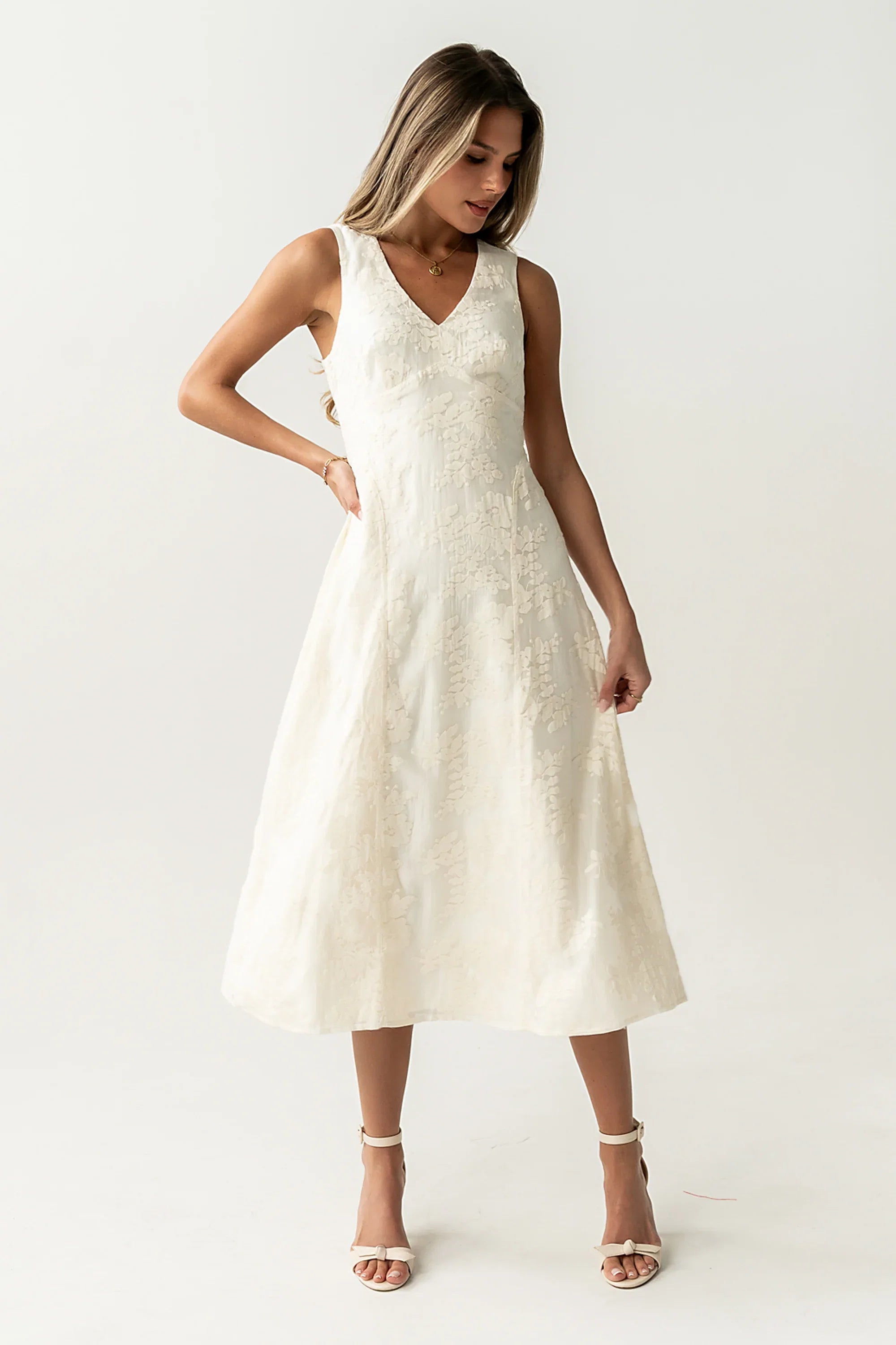 Ariel Embroidered Midi Dress