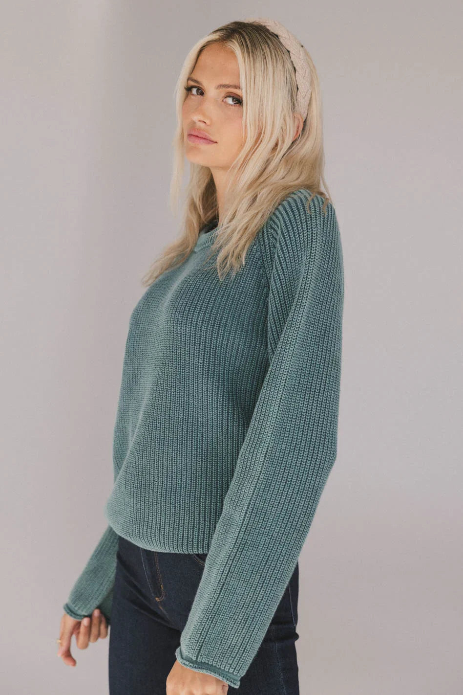 Aveline Knit Sweater in Teal FINAL SALE