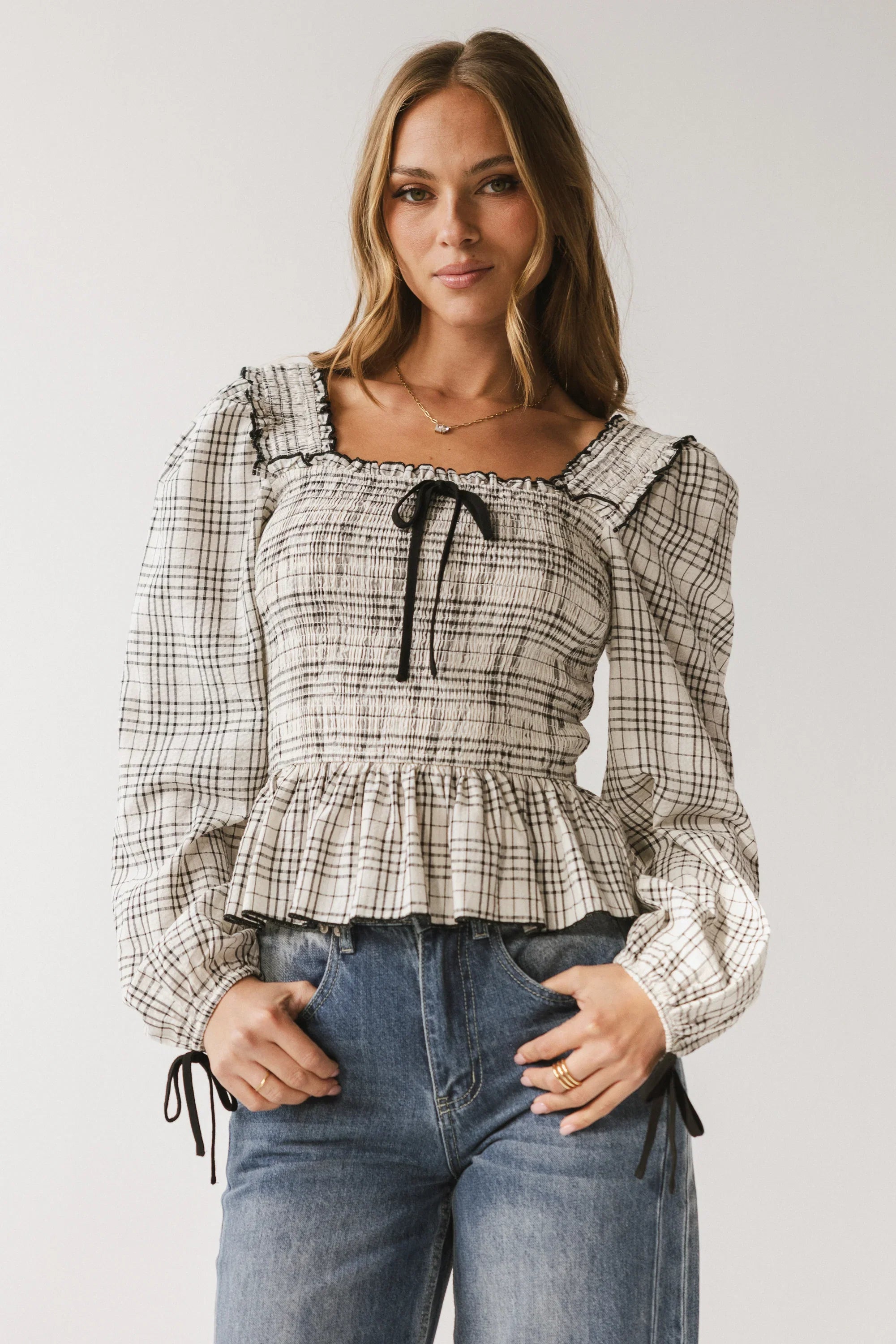 Vale Smocked Blouse in Black FINAL SALE