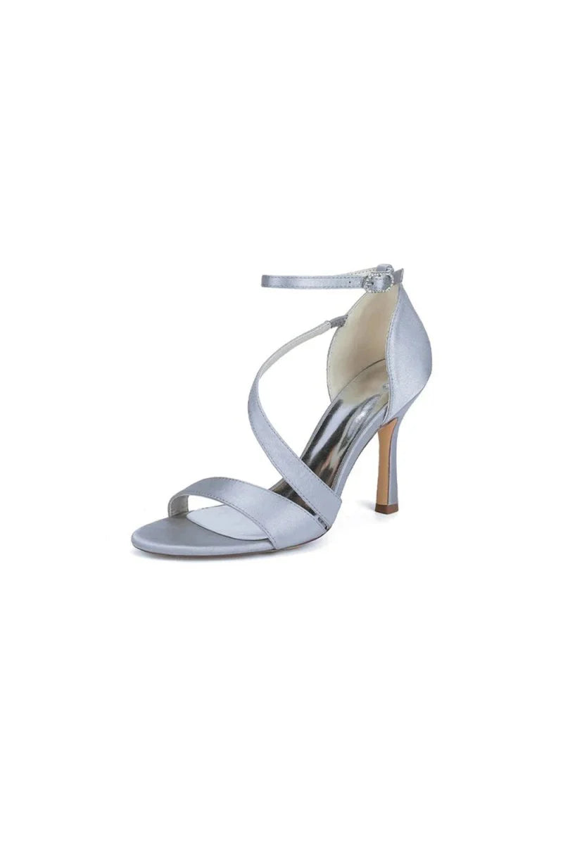 Ankle Strap Satin Stiletto Sandals