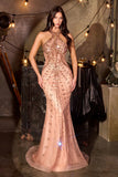 Manuela Gown High Halter Beaded Dress
