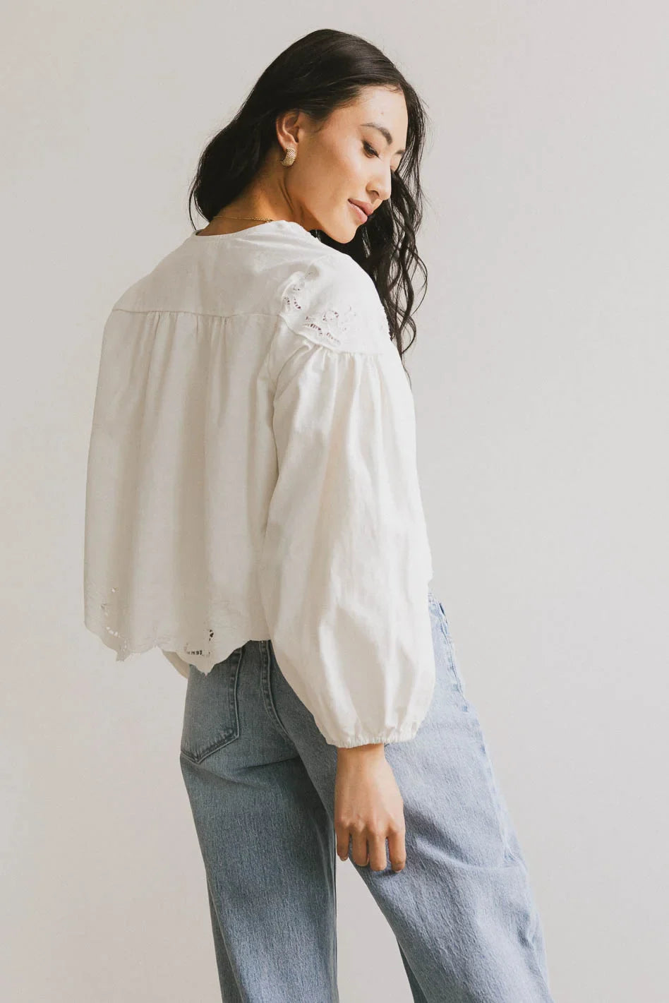 Violet Embroidered Blouse in White FINAL SALE