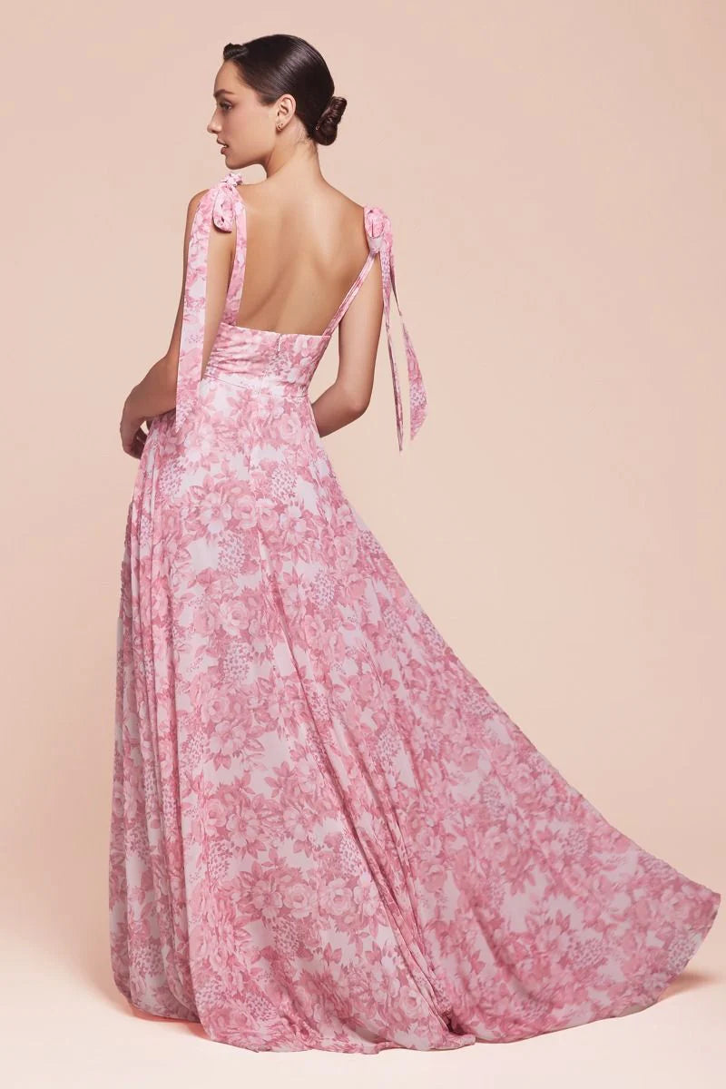 EDEN GOWN ROSE TIE STRAP A LINE FLORAL PRINTED SKIRT
