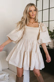 Litzy Mini Dress in Beige FINAL SALE