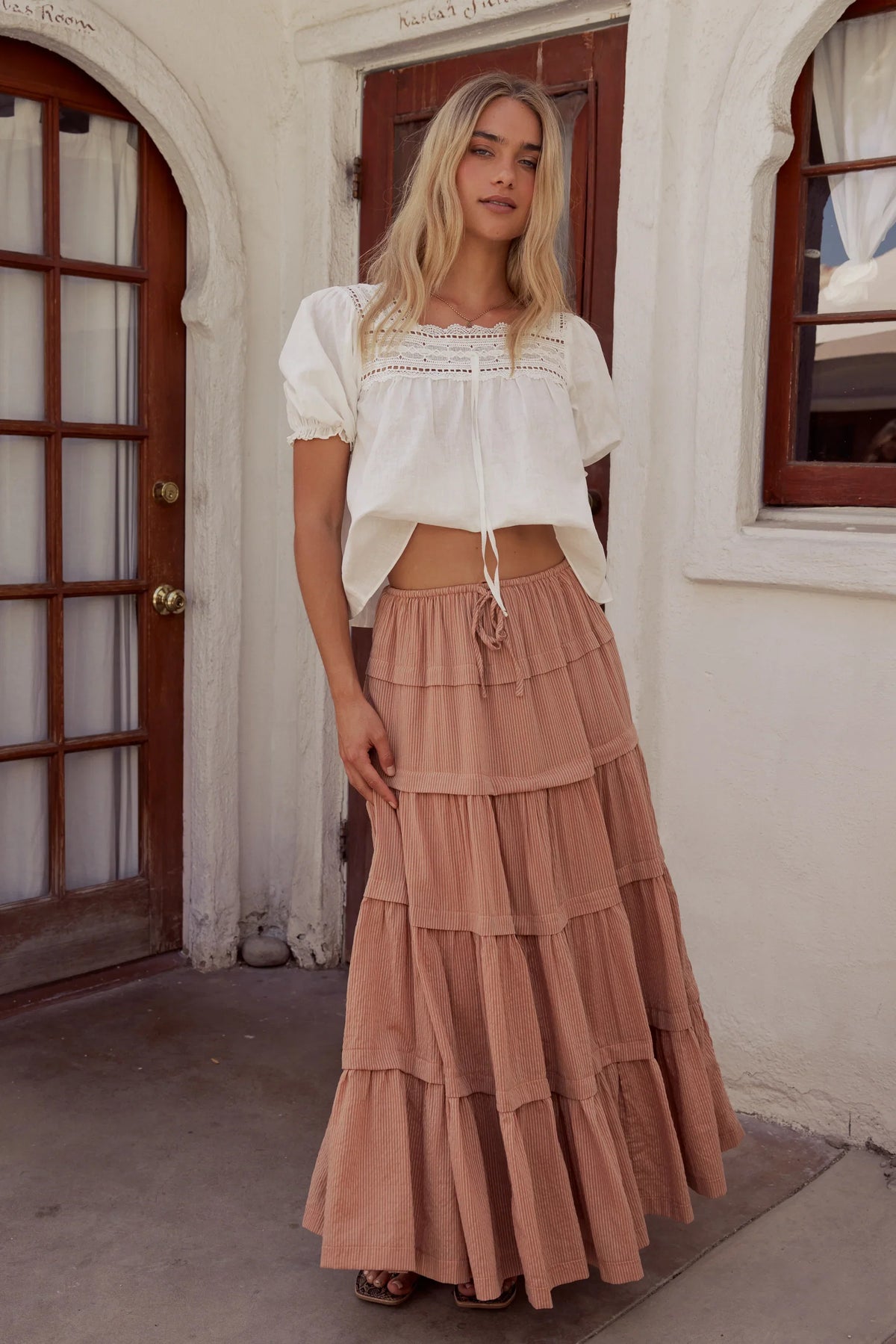Rain Striped Maxi Skirt in Rust FINAL SALE