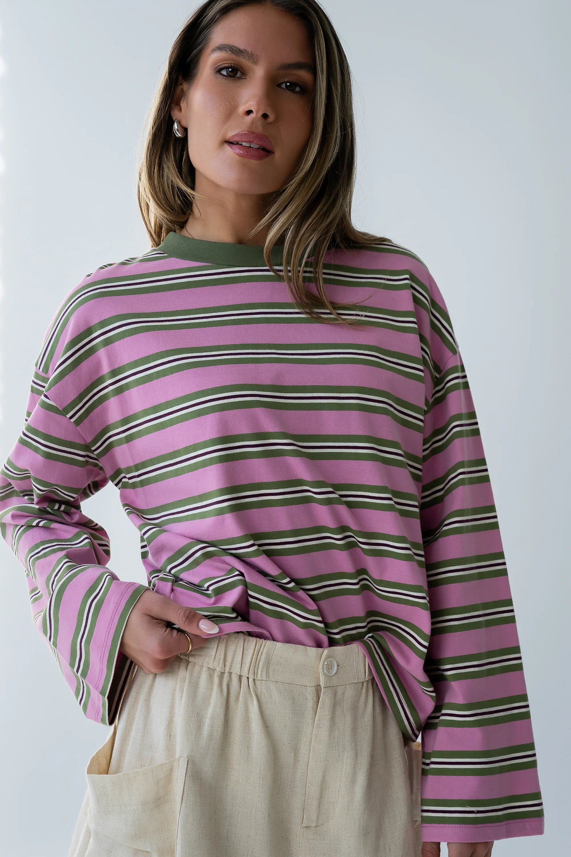 Kiana Striped Top in Orchid